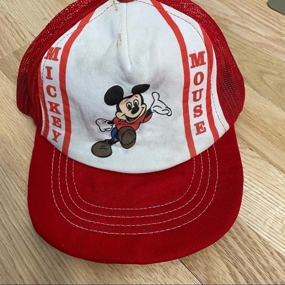 Vintage Mickey Mouse Trucker Hat Snap Back Red - Picture 3 of 8